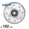 Poulie à gorge plate diam 102mm.