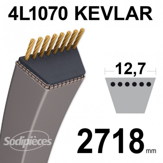 Courroie tondeuse 4L1070 Kevlar Trapézoïdale 12,7 mm x 2718 mm