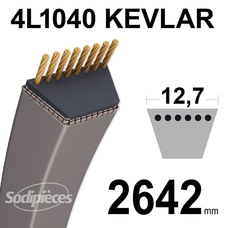 Courroie tondeuse 4L1040 Kevlar Trapézoïdale 12,7 mm x 2642 mm