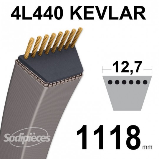 Courroie tondeuse 4L440 Kevlar Trapézoïdale 12,7 mm x 1118 mm