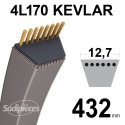 Courroie tondeuse 4L17 Kevlar Trapézoïdale. 12,7 mm x 432 mm.