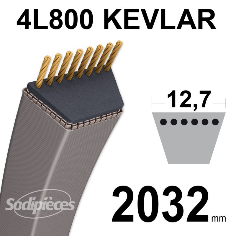 Courroie tondeuse 4L80 Kevlar Trapézoïdale. 12,7 mm x 2032 mm.