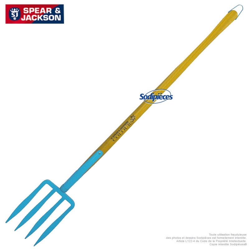 Fourche à bêcher Spear & Jackson avec manche bois. Bleue