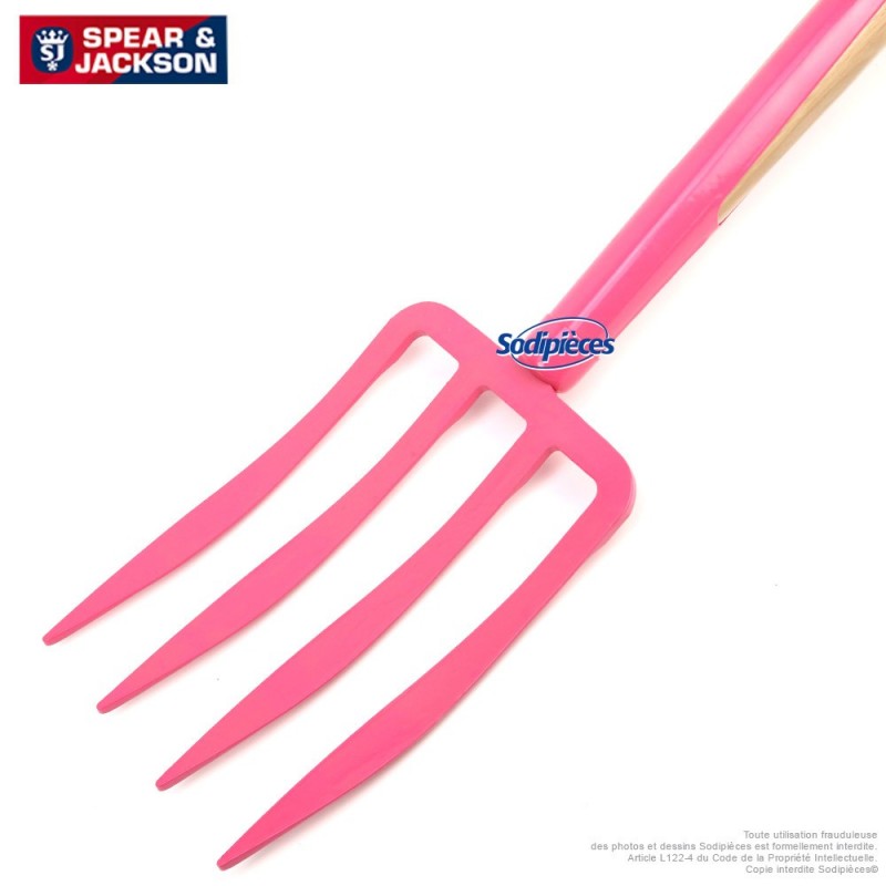Fourche à bêcher Spear & Jackson avec manche bois. Rose