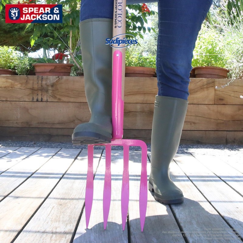 Fourche à bêcher Spear & Jackson avec manche bois. Rose