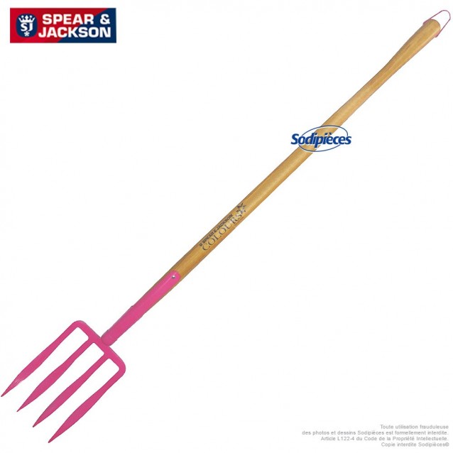 Fourche à bêcher Spear & Jackson avec manche bois. Rose