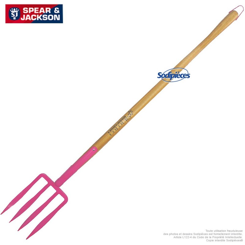Fourche à bêcher Spear & Jackson avec manche bois. Rose