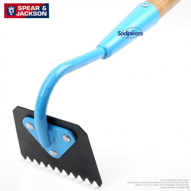 Binette dentelée Spear & Jackson avec manche bois. Bleue