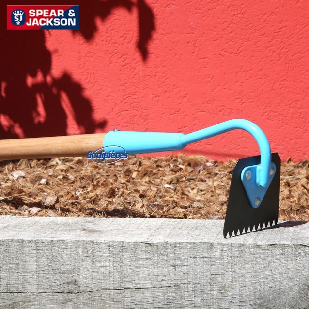 Binette dentelée Spear & Jackson avec manche bois. Bleue