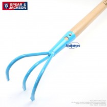 Griffe 3 dents Spear & Jackson avec manche bois. Bleue