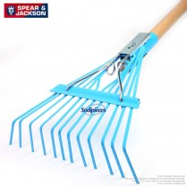 Balai à gazon Spear & Jackson avec manche bois. Bleu
