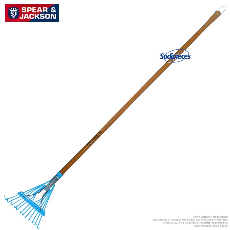 Balai à gazon Spear & Jackson avec manche bois. Bleu