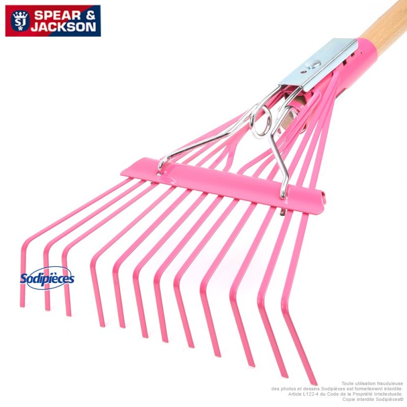 Balai à gazon Spear & Jackson avec manche bois. Rose
