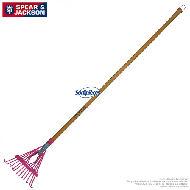 Balai à gazon Spear & Jackson avec manche bois. Rose