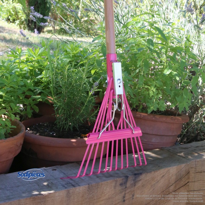 Balai à gazon Spear & Jackson avec manche bois. Rose