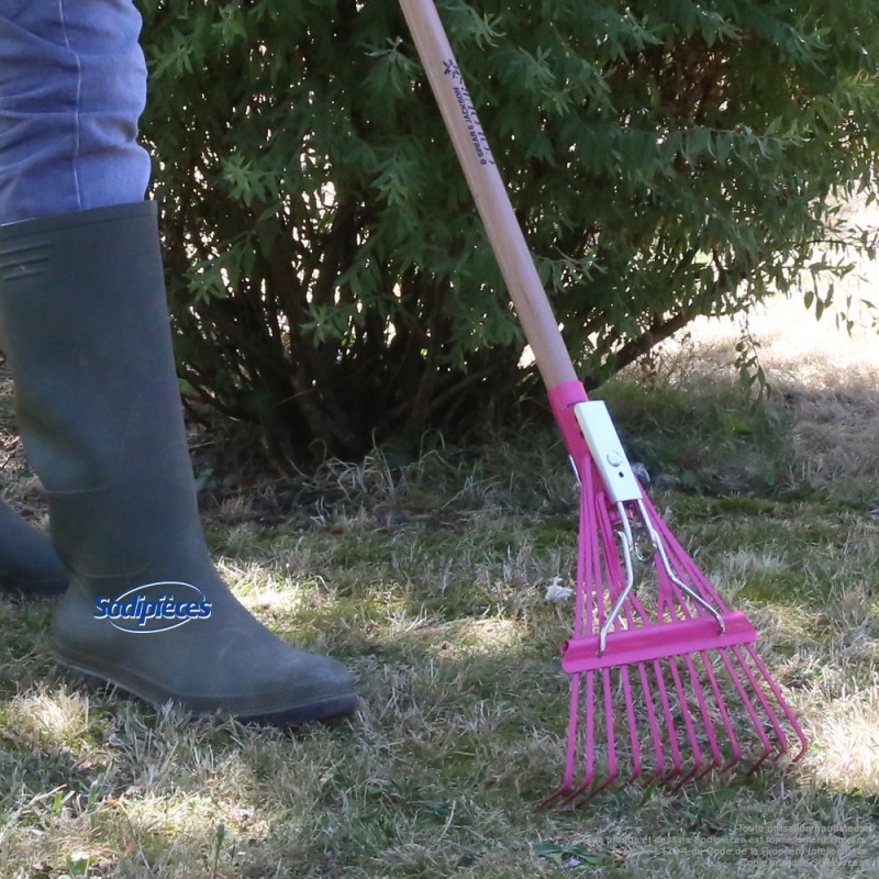 Balai à gazon Spear & Jackson avec manche bois. Rose
