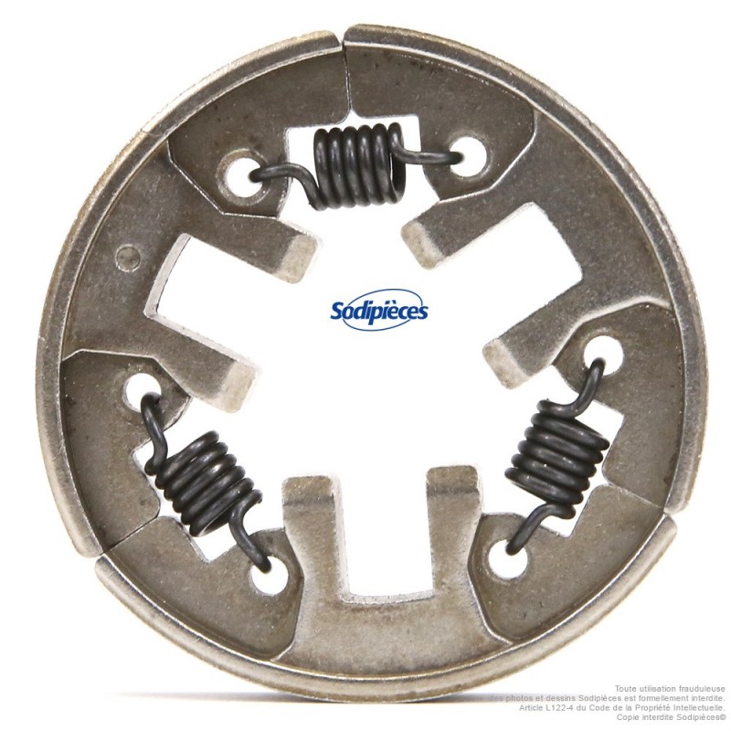 Embrayage pour Stihl 009, 010, 011, 012, 015, 020AV, MS192T, MS201. Masselottes avec 3 ressorts