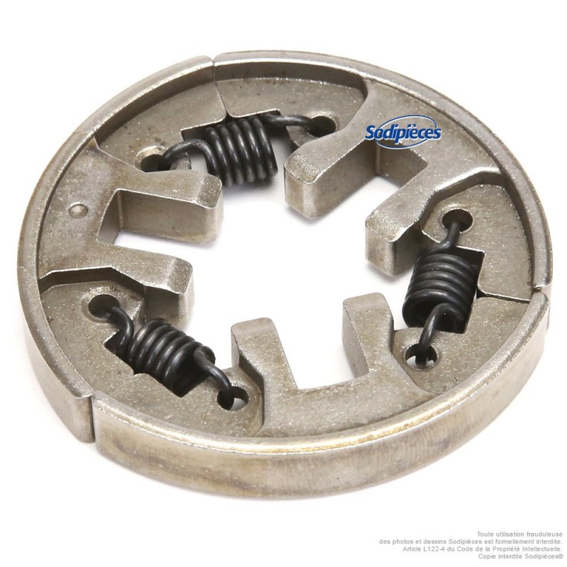 Embrayage pour Stihl 009, 010, 011, 012, 015, 020AV, MS192T, MS201. Masselottes avec 3 ressorts