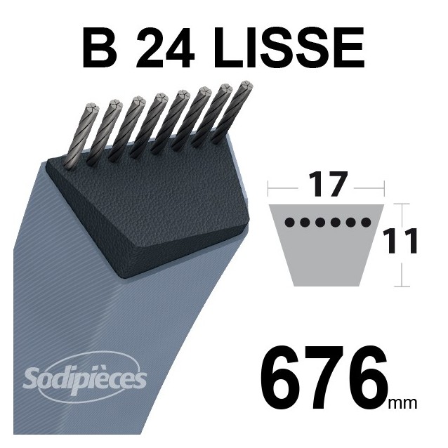 Courroie tondeuse B24 Trapézoïdale 17 mm x 676 mm