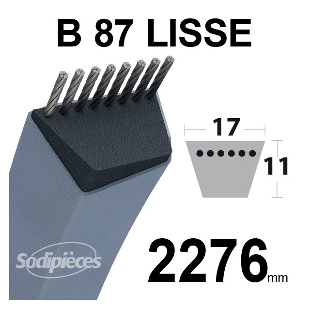 Courroie tondeuse B87 Trapézoïdale 17 mm x 2276 mm