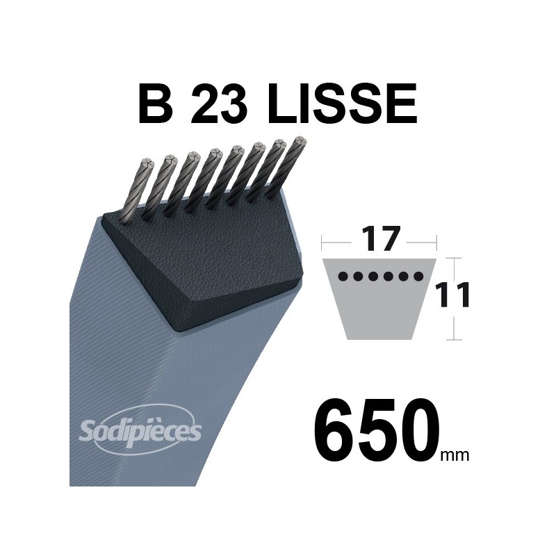 Courroie tondeuse B23 Trapézoïdale 17 mm x 650 mm