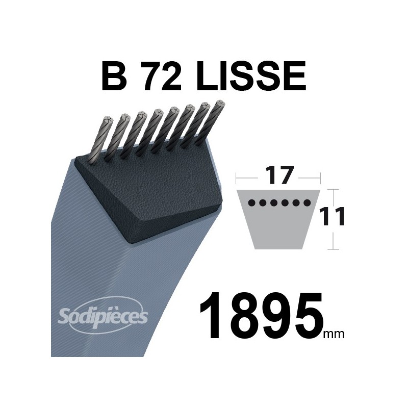 Courroie tondeuse B72 Trapézoïdale 17 mm x 1895 mm