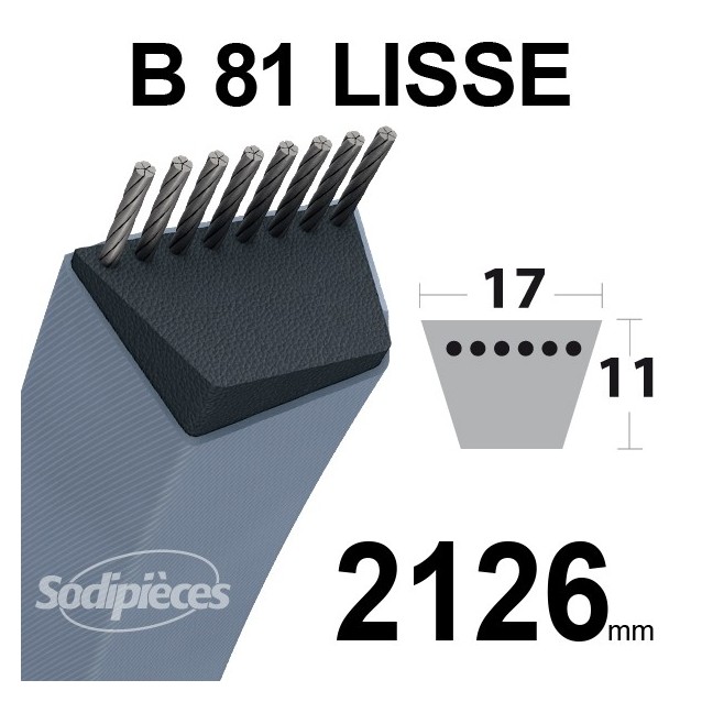 Courroie tondeuse B81 Trapézoïdale 17 mm x 2126 mm