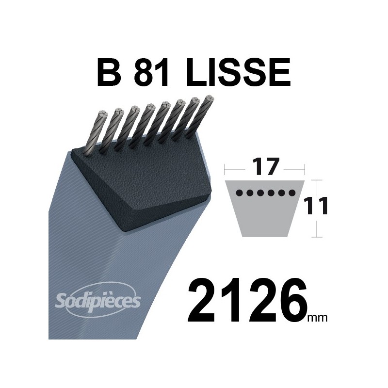 Courroie tondeuse B81 Trapézoïdale 17 mm x 2126 mm