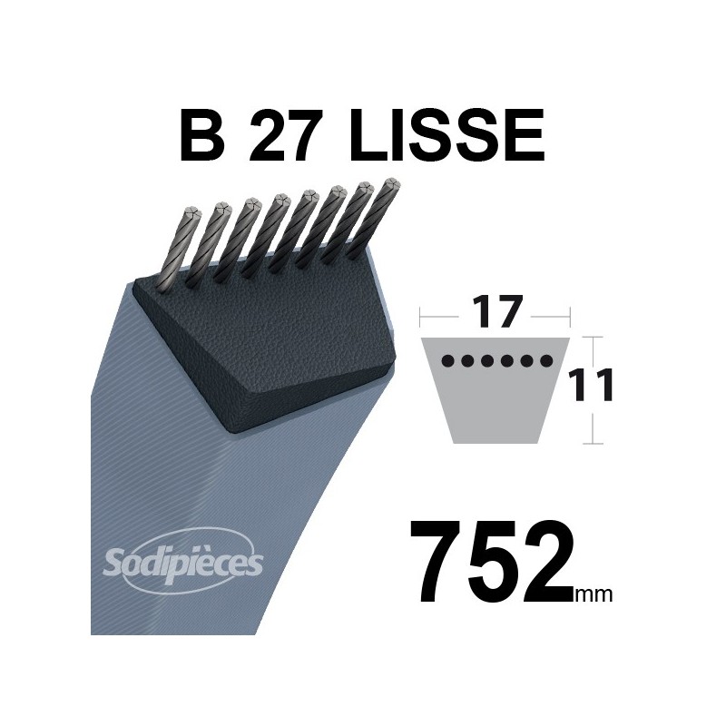 Courroie tondeuse B27 Trapézoïdale 17 mm x 752 mm