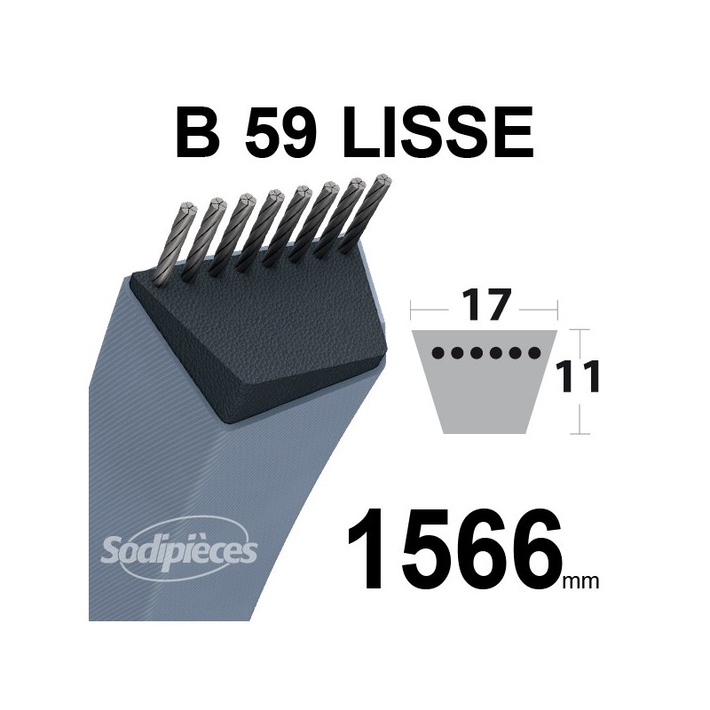 Courroie tondeuse B59 Trapézoïdale 17 mm x 1566 mm