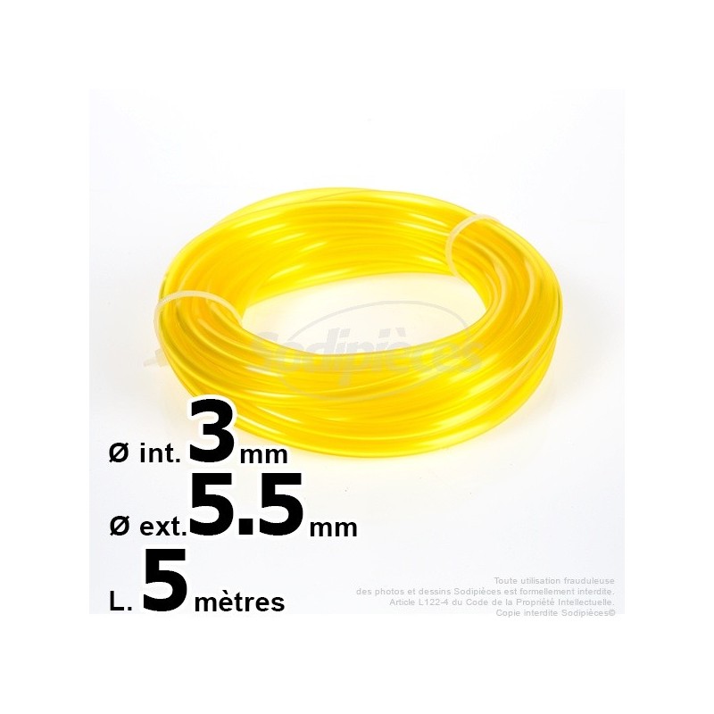 Durite essence caoutchouc 2,5 x 5,5 mm. 5 mètres