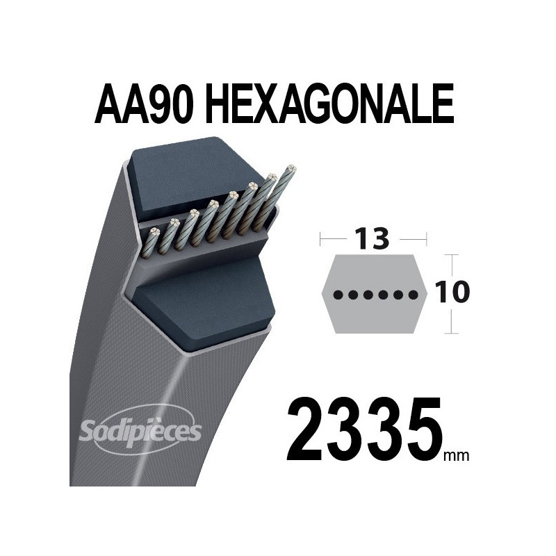 Courroie AA91 Héxagonale. 13 mm x 2394 mm.
