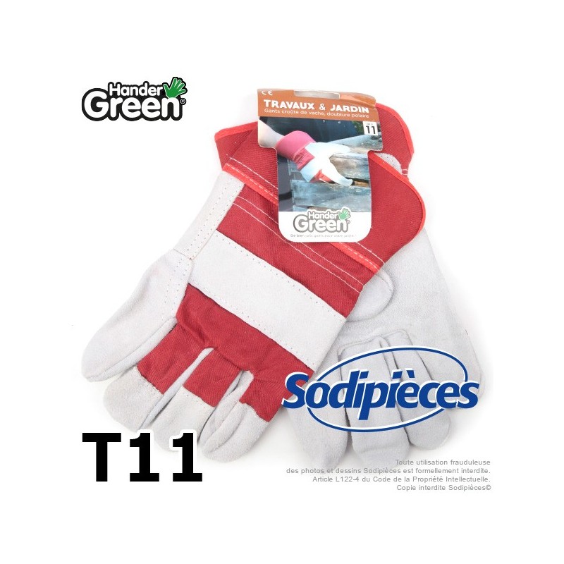 Gants cuir. Travaux et jardin. HanderGreen® T11