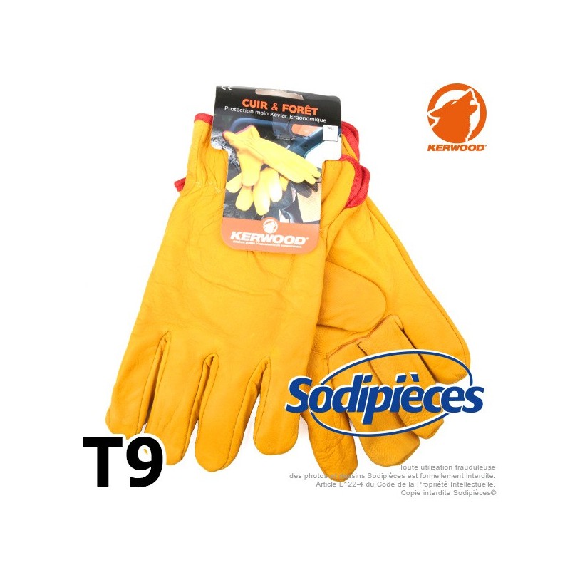 Gants Kevlar. Cuir et forêt. Class 5. Kerwood T9