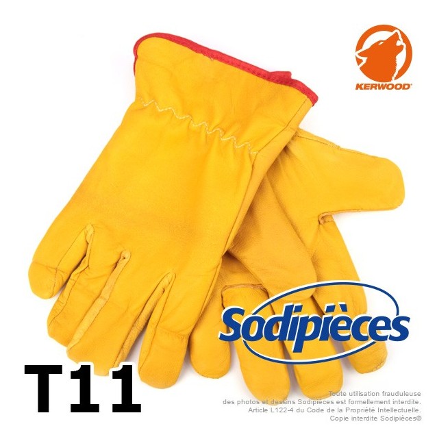 Gants Kevlar. Cuir et forêt. Class 5. Kerwood T11