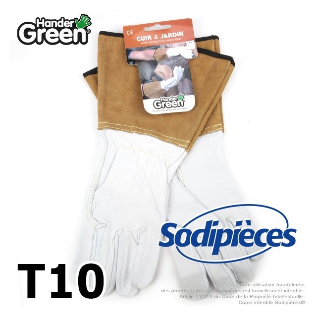 Gants manche longue. Cuir et jardin.  HanderGreen® T10