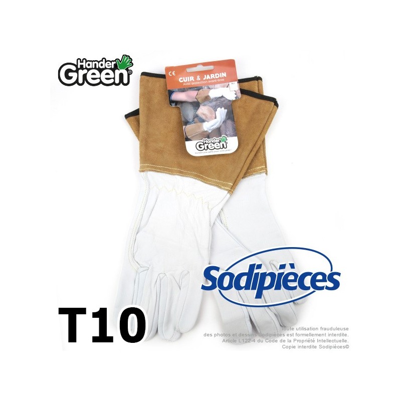 Gants manche longue. Cuir et jardin.  HanderGreen® T10