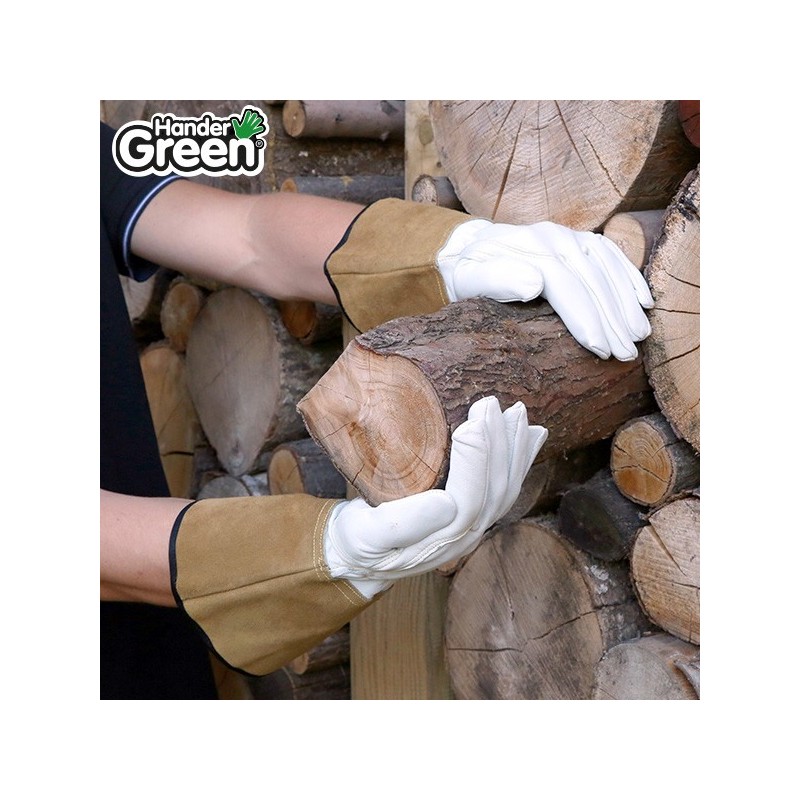 Gants manche longue. Cuir et jardin.  HanderGreen® T10