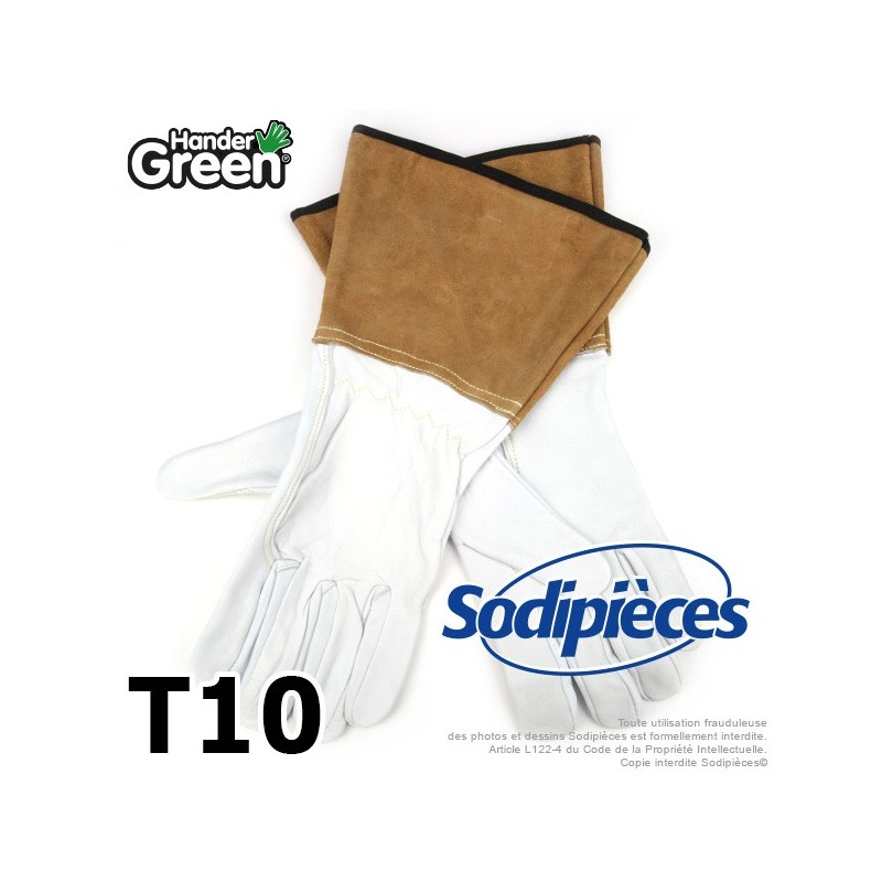 Gants manche longue. Cuir et jardin.  HanderGreen® T10