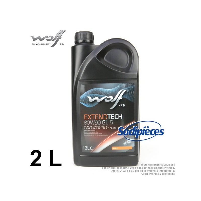 Huile de transmission Wolf 80w90 GL 5 2L