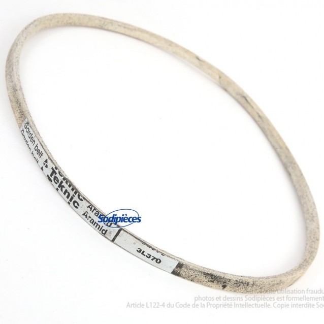 Courroie Trapézoïdale 3L370 - Circonférence 940 Mm (37"), Profil 3L, Caoutchouc Renforcé - Pour Transmission Industrielle