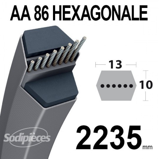 Courroie AA86 Héxagonale. 13 mm x 2235 mm.