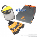 Kit : Casque visière + gants + pantalon anti-coupure