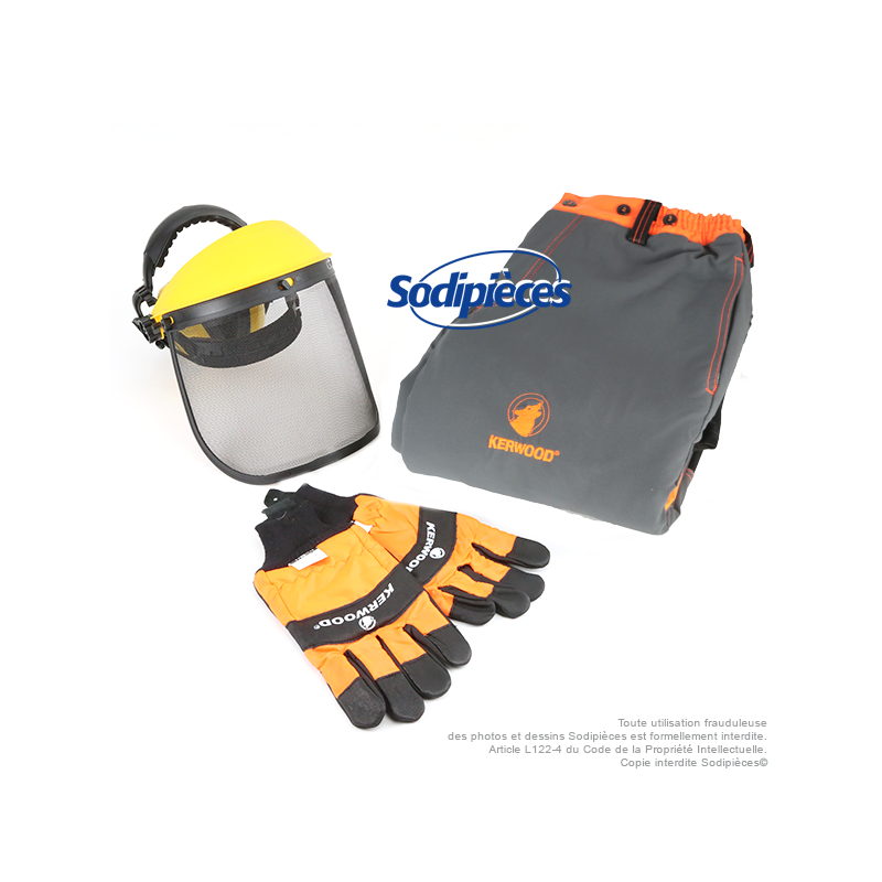 Kit : Casque visière + gants + pantalon anti-coupure