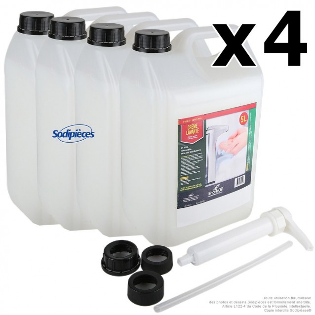 Pack 4 bidons Mains douces + 1 pompe Pack 4 bidons Mains douces + 1 pompe