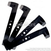 Kit 4 lames. Pour Castelgarden, Honda, Iseki, John Deere, Sabo, Solo, Stiga, Viking. Coupe 92 cm