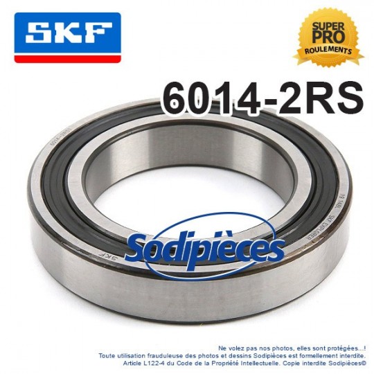 Roulement à billes 6014-2RS SKF. Double étanchéité