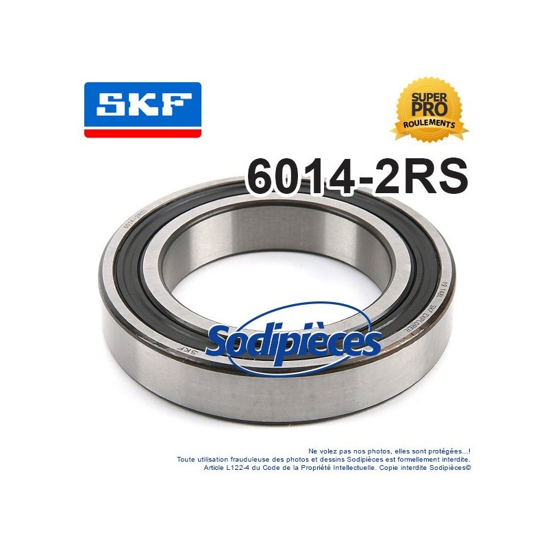 Roulement à billes 6014-2RS SKF. Double étanchéité