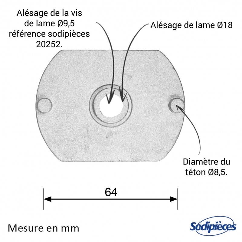 Support de lame pour Castelgarden N° 22463255/1, 22463015/0