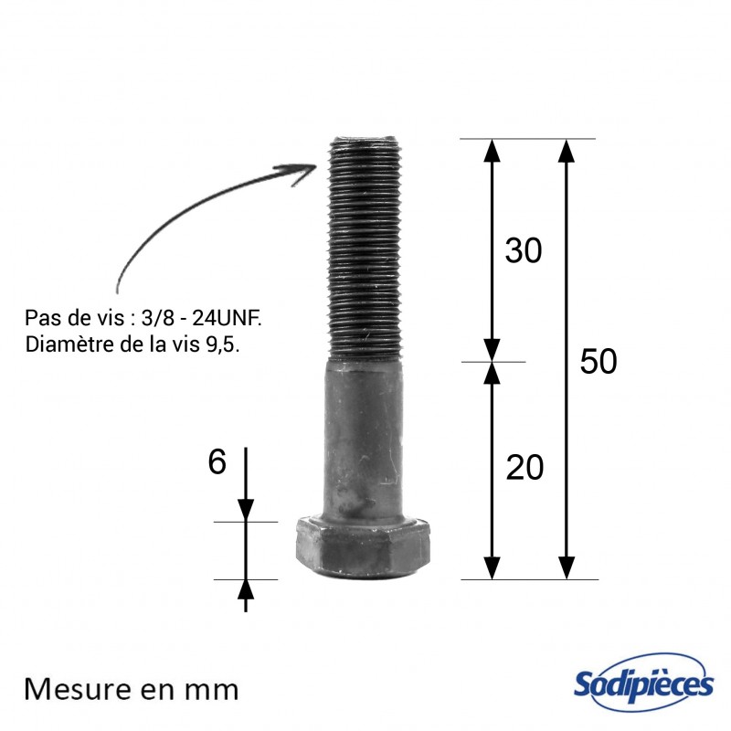 Vis de lame Ø 9,5 mm. Longueur 45 mm. Pour Castelgarden, Noma, Stiga N° 181646, 997-5245-12